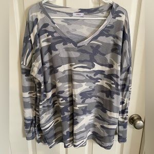 Grey Camo Oversized Waffle Knit Shirt